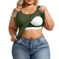 thumbnail image 3 of Yeaiivve Dressy Tank Top for Women Plus Size Tank Tops with Built In Bra Ribbed Casual Sleeveless Shirts Solid Color U Neck Summer Tanks Ladies Office Wear Army Green 4XL, 3 of 8