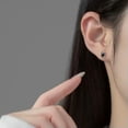 thumbnail image 3 of K-KED Gold Plated 925 Sterling Silver 6*4mm CZ Pink/Green Crystal Stud Earrings-Silver-Black, 3 of 6