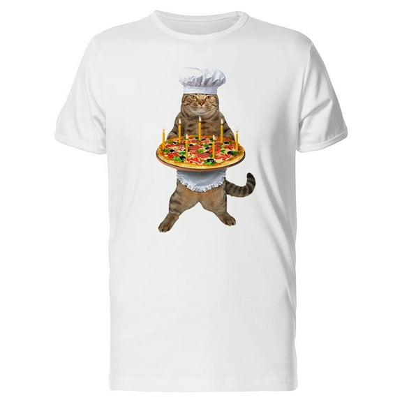 A Cheff Cat Holds A Pizza Tee Men's -Image by Shutterstock