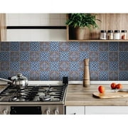HomeRoots 400160 4 x 4 in. Prima Blue Peel & Stick Removable Tiles