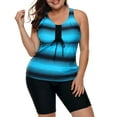 thumbnail image 1 of Women's Plus Size Rash Guard Capris Tankini Athletic Swimwear, 1 of 6