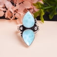 thumbnail image 2 of Natural Larimar / Pactolite - Dominican Republic Gemstone 925 Sterling Silver Ring V9396, Statement Ring, Blue Ring, Pear Ring, Gift For Her, Larimar, 2 of 4