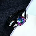 thumbnail image 2 of Mystic Rainbow Opal Band Men/Women 10KT Black Gold Filled Wedding Ring Size 6-10, 2 of 3