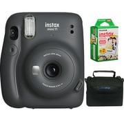 FUJIFILM INSTAX Mini 11 Instant Film Camera (Charcoal Gray) + 20 Sheets Instant Film + Small Padded Camera Bag