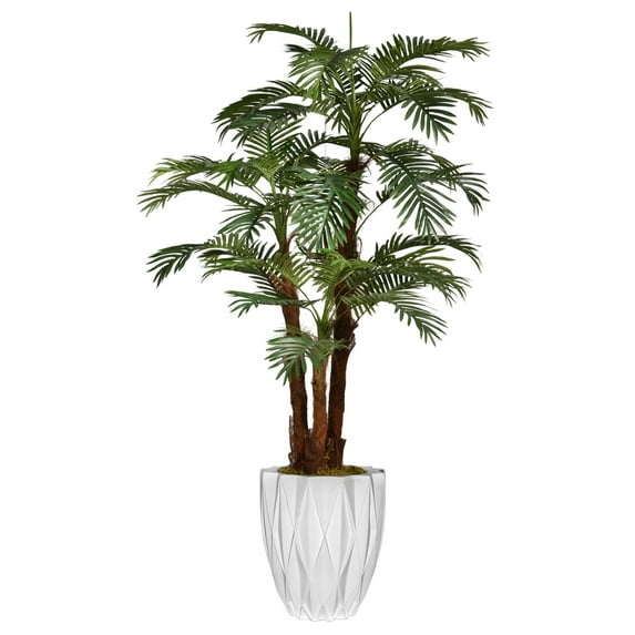 Vintage Home Artificial Faux Real Touch 7.17 Feet Tall Palm Tree With Eco-Paper Planter And Fiberstone Planter