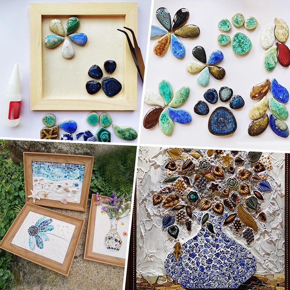 500G Handmade Porcelain Cabochons Mosaic Tiles Mixed Color Mixed Shapes 19~37.5x19~33.5x5.5~8mm