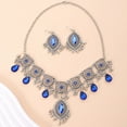 thumbnail image 3 of ievspot 1Set Necklace Earrings Set Rhinestone Decor Water Drop Bohemian Hollow Out Symmetric Polished Prom Party Wedding Party Bride Jewelry Set, 3 of 8