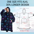 thumbnail image 4 of Oversized Wearable Blanket Hoodie,Neon Controllers Games Icons Black Pattern Sherpa Blanket Hoodie with Super Pockets,Super Warm Fuzzy Pullover for Women & Men, 4 of 6
