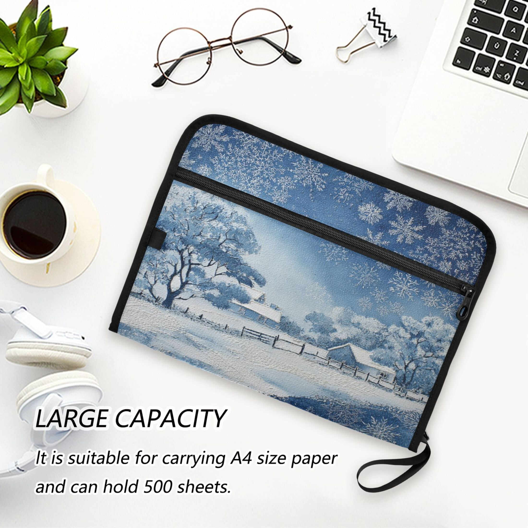 Organ Folder 14.2 x 0.8 x 10.6 Inches 13 Separate Pockets A4 Size Documents Folder A Sort Storage File Manager For The Home Office Winter Scene