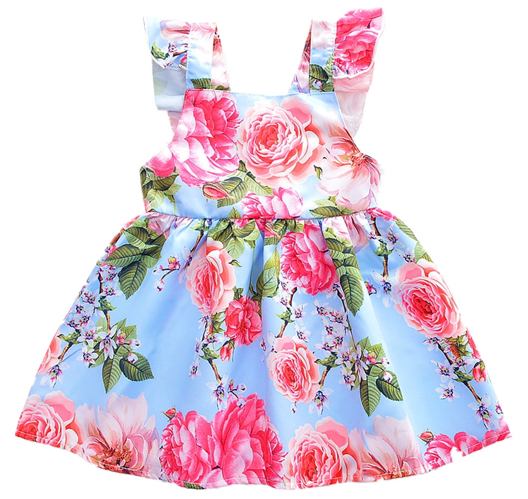 2Bunnies Girl Baby Girls Floral Tutu Tulle Dress Party Backless Tie ...