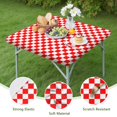 thumbnail image 4 of Red and Black Checkered Pattern Square Fitted Tablecloth with Elastic Edge,Square Table Cover,Washable Elastic Table Cover for Home Kitchen Party Decor 34"x34", 4 of 6