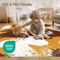 thumbnail image 4 of ODIKA 9'x12' Washable Area Rug Low Pile, Flatwoven, Distressed Abstract Inspired Patchwork Bordered Tricolor Spotted Refined for Great Room, Indoor Concept, Large Living, 4 of 7