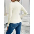 thumbnail image 3 of Botton Side Surplice Neck Sweater, Elegant Long Sleeve Sweater For Fall & Winter, Women's Clothing, 3 of 6