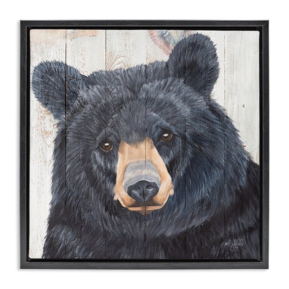 Stupell Industries Farmhouse Rustic Black Bear Black Floating Frame Canvas Art, 25 x 25, by Diane Fifer