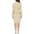 thumbnail image 4 of INSPIRE CHIC Women's Suit Sets Business Outfits Collarless Peplum Blazer Formal Pencil Skirt Suit 2 Piece Set L Beige, 4 of 7