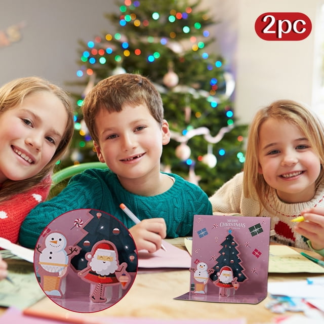 Home Decor Living Room 2PC Celebrate Christmas Holiday Card, A Set of Cards, Including A Three-Dimensional Christmas Card