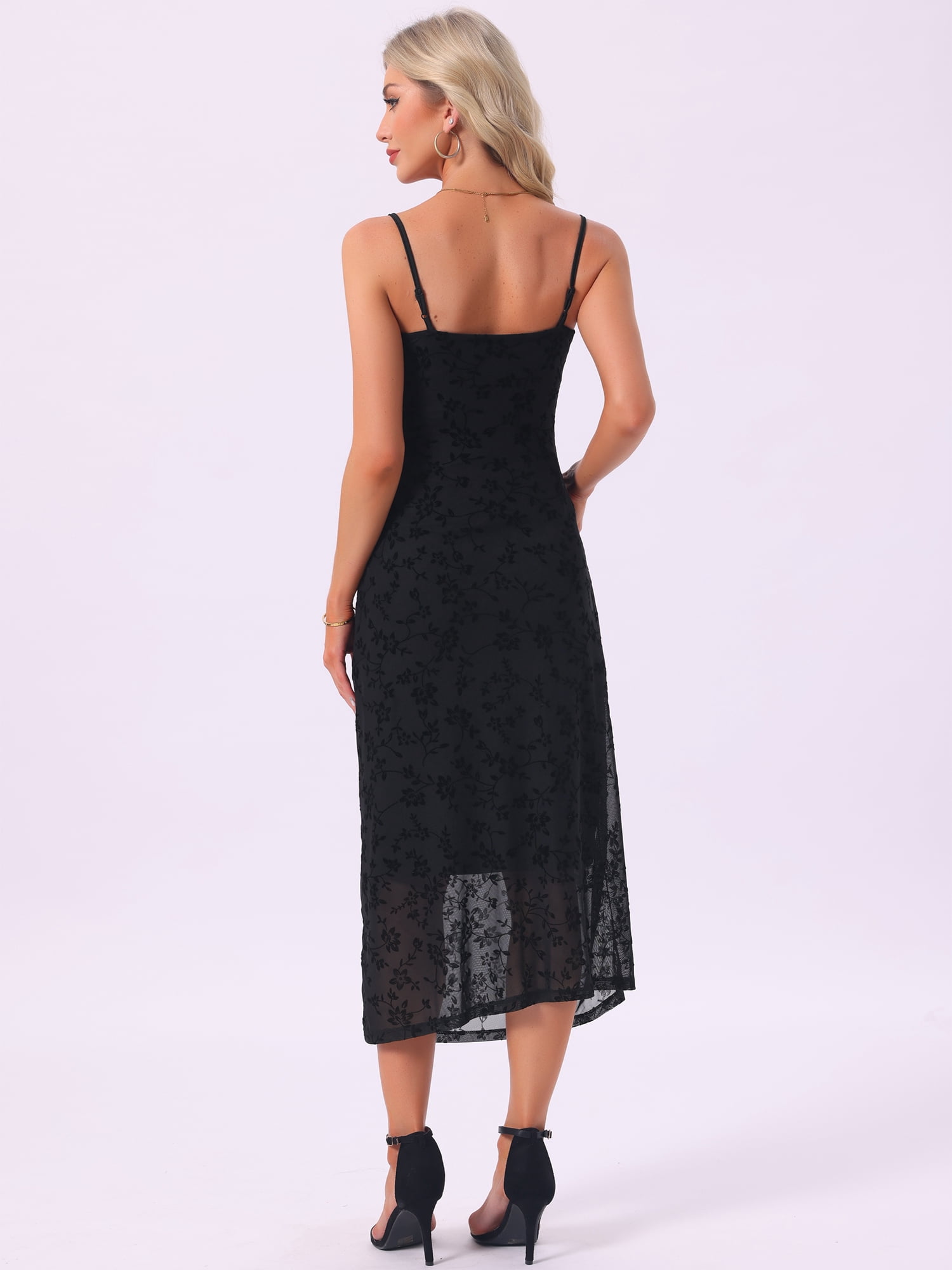 DARING DIVA Women's Mesh Ruched Side Bodycon Spaghetti Strap Soft Maternity Dress XL Black