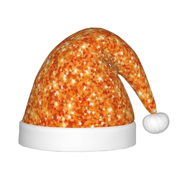 Rateoe Orange Glitter Santa Hat Confortable Christmas Hat for Christmas Party Favors Fit for Kids