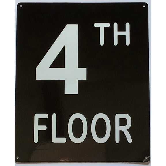 4TH FLOOR SIGN (10X12,Black Aluminum)-ref21422