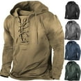 thumbnail image 3 of Aloohaidyvio George Mens Retro Printed Lace-Up Drawstring Long Sleeve Loose Top Hooded Sweatshirt, 3 of 3