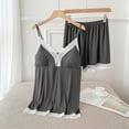 thumbnail image 2 of BLVB Women Cozy Pajama Set Lace Trim Lounge Pj Set V Neck Sleeveless Tank Tops with Shorts Sleepwear Nightwear, 2 of 4
