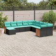 thumbnail image 1 of vidaXL 11 Piece Garden Sofa Set with Cushions Black Poly Rattan, 1 of 5