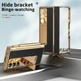 thumbnail image 4 of Dteck for Samsung Galaxy Z Fold 6 Case with S Pen Holder & Stylus, Luxury Leather Case Replacement Hinge Protection Cover Built in Screen Protector Protective Shell for Galaxy Z Fold 6 ,Black+Gold, 4 of 9