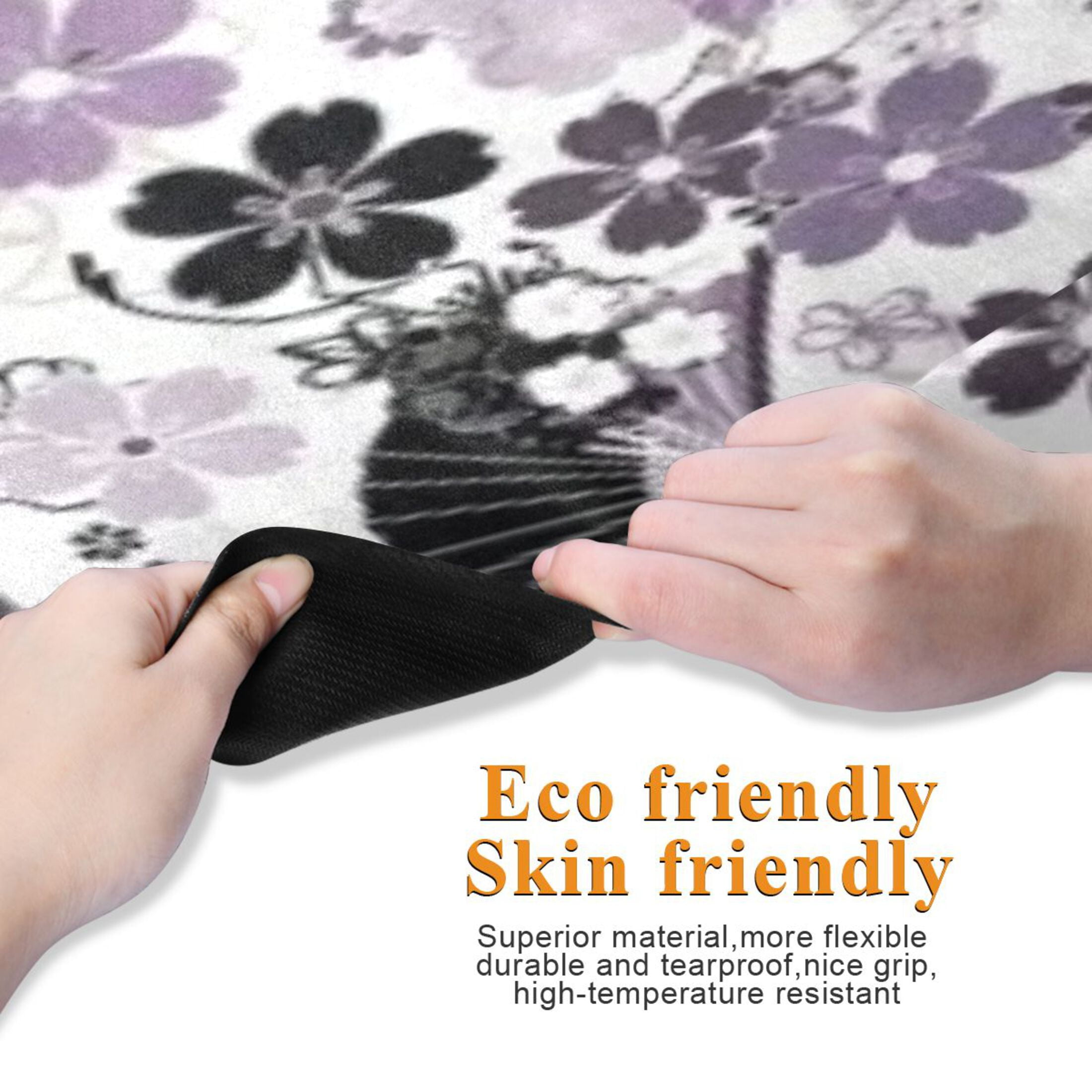 BZSMCE Yoga Mat Women Fitness Mat Black & White Floral Pattern