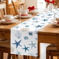 thumbnail image 5 of Blue Starfish Coastal Table Runner 70 Inches, Summer Beach Coral Ocean Bed Runner Dresser Scarves Tabletop for Indoor Outdoor Parties/Ceremony/Banquet, 13" x 70", 5 of 9