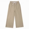thumbnail image 4 of TOWED22 Girls Sweatpants Straight Elastic High Waist Baggy Pants Drawstring Wide Leg Pants Teen Pockets(Khaki,4-6 Y), 4 of 5