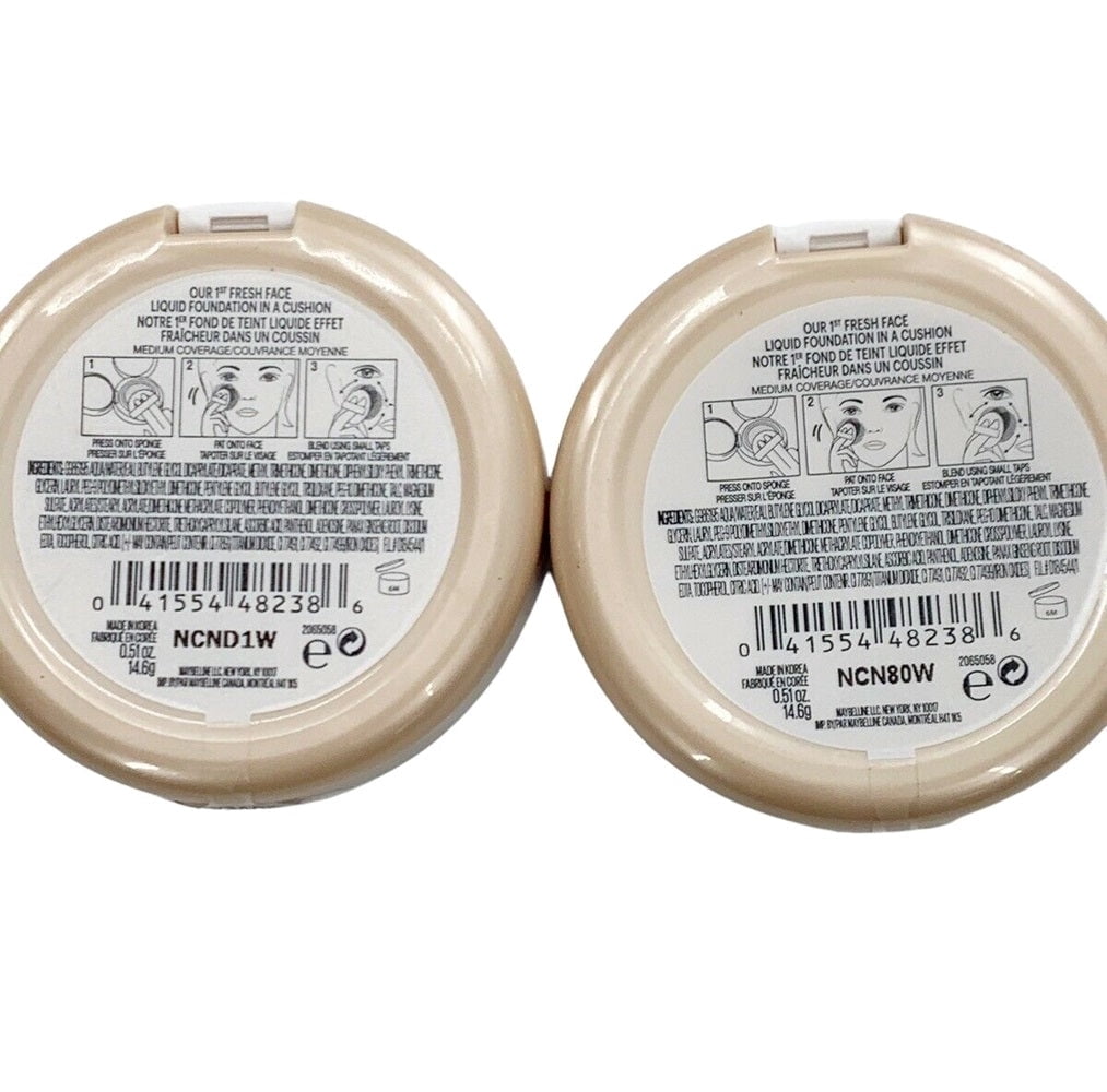 Pack of 2 Maybelline New York Dream Cushion Fresh Face Liquid Foundation, Caramel (55)