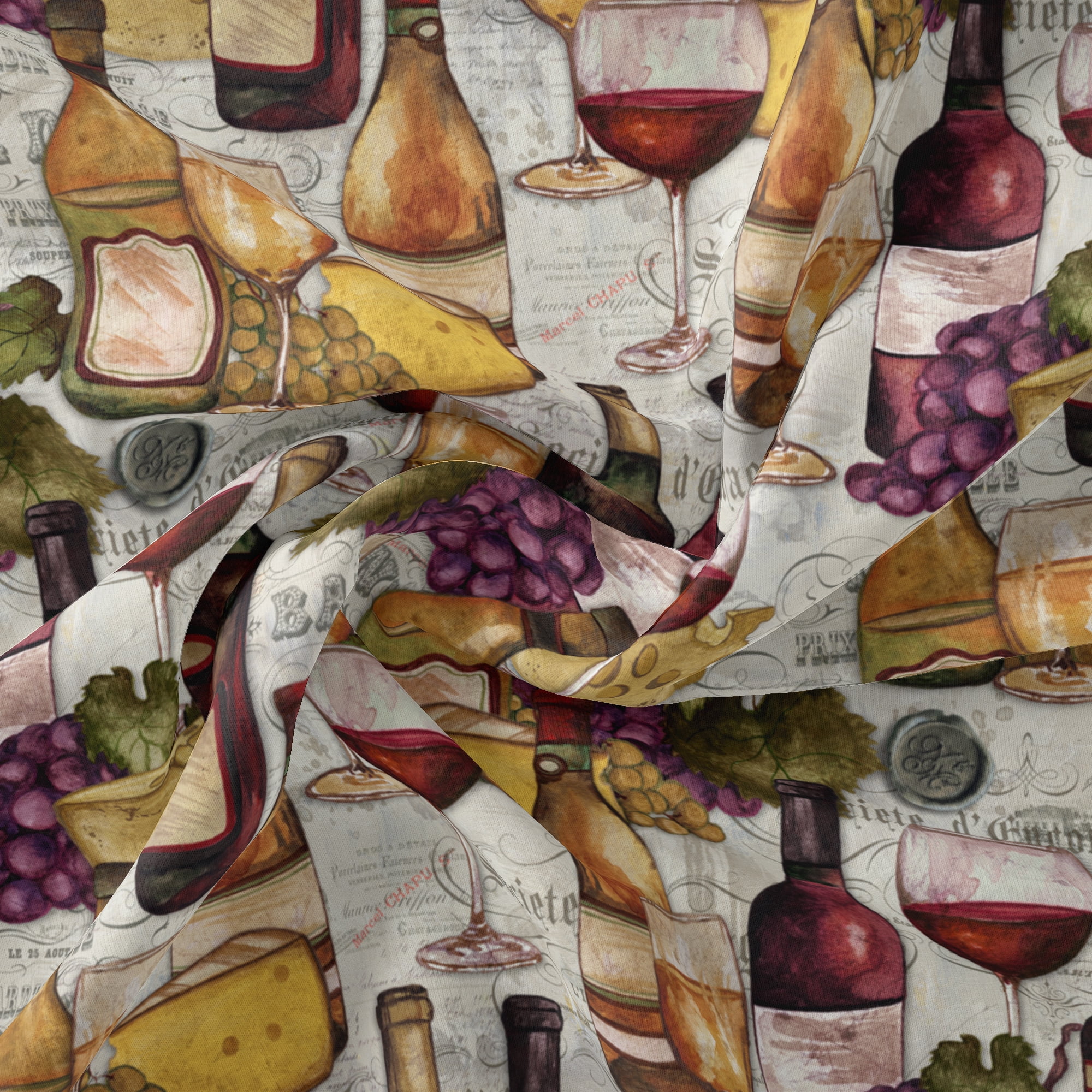 (2 pack) 1 Yard 100% Cotton Gotta Love Wine, Multi-color, 44" Wide for Quilting & Sewing by David Textiles