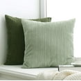 thumbnail image 3 of Pack of 2 Corduroy Decorative Throw Pillow Covers 18x18 Inch Striped Spring Cushion Covers Cozy Boho Pillowcase Farmhouse Home Decor Soft Accent Cushion Case for Couch Sofa Bed, 3 of 7