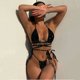 thumbnail image 4 of Gibobby Traje de Baño Sexy Bikini Verano damas sexy dos piezas traje de baño triángulo cordón bikini playa traje de baño(Negro,G), 4 of 5