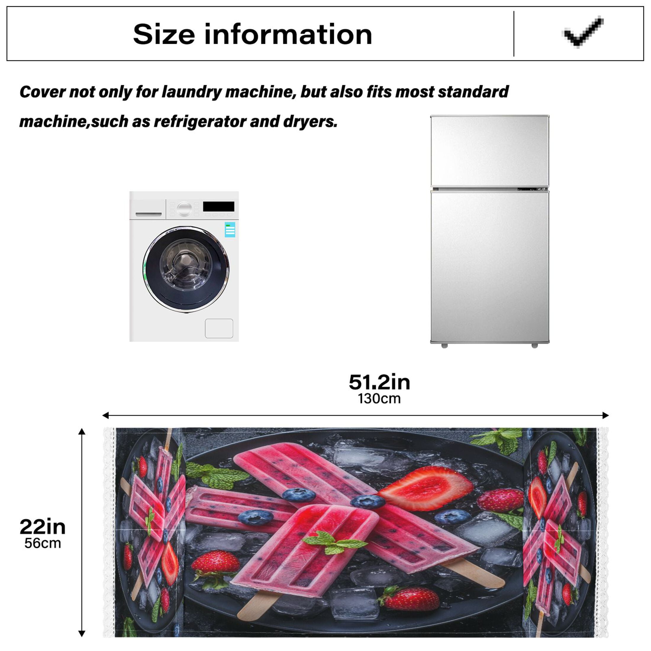 Popsicles Fruit BowlWasher and Dryer Covers Dust-Proof and Oil Resistant Fridge Cover with 4 Storage Pockets Washing Machine Top Cover for Laundry Kitchen Home 51.2 x 22 In