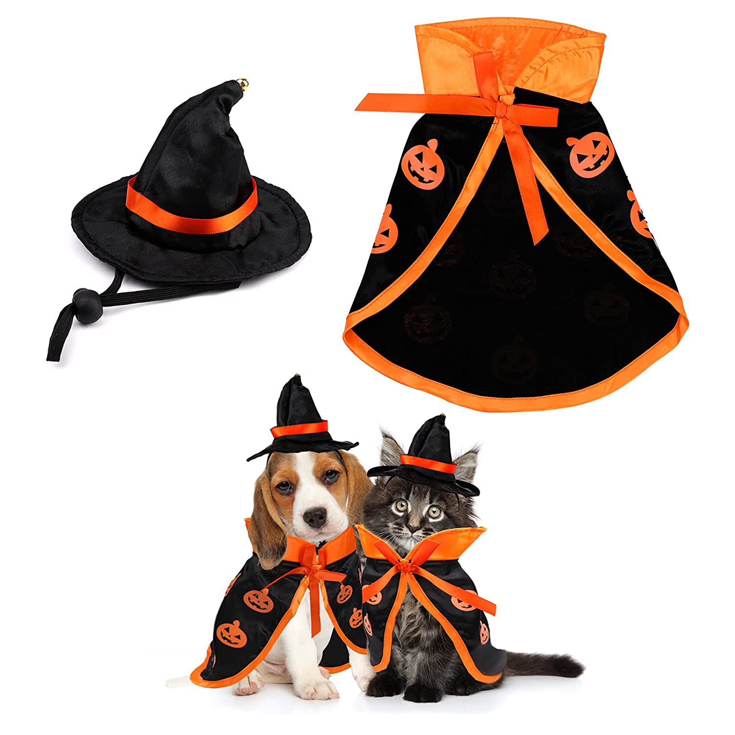 2pcs Pet Halloween Costumes,Funny Small Dog & Cat Cosplay Costume