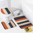 thumbnail image 4 of Ocean Color And Blue Stripe 4 Pcs Shower Curtain Sets with Rugs Include Waterproof Shower Curtain Non-Slip Rug Toilet Lid Cover Bath Mat Modern Accent Durable And Waterproof for Bathroom Decor, 4 of 8