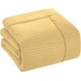 thumbnail image 4 of DNG Creations 3 Piece Box Stitched Striped Pattern Comforter 100% Egyptian Cotton Quilt Cover 800 TC All Season 550 GSM ( Oversized King Size ) Stripe Gold Colour, 4 of 5