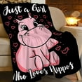 thumbnail image 2 of Hippo Blanket Soft Cozy Pink Hippo Throw Blanket Super Fuzzy Fluffy Warm Just a Girl Who Loves Hippos Lightweight Fleece Flannel Gifts Blankets for Kids Adults 60"X50", 2 of 6
