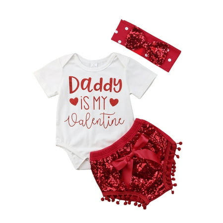 

Awoscut Baby Girls Clothes Outfit Short Sleeve Romper Sequin Tassel Triangle Pant
