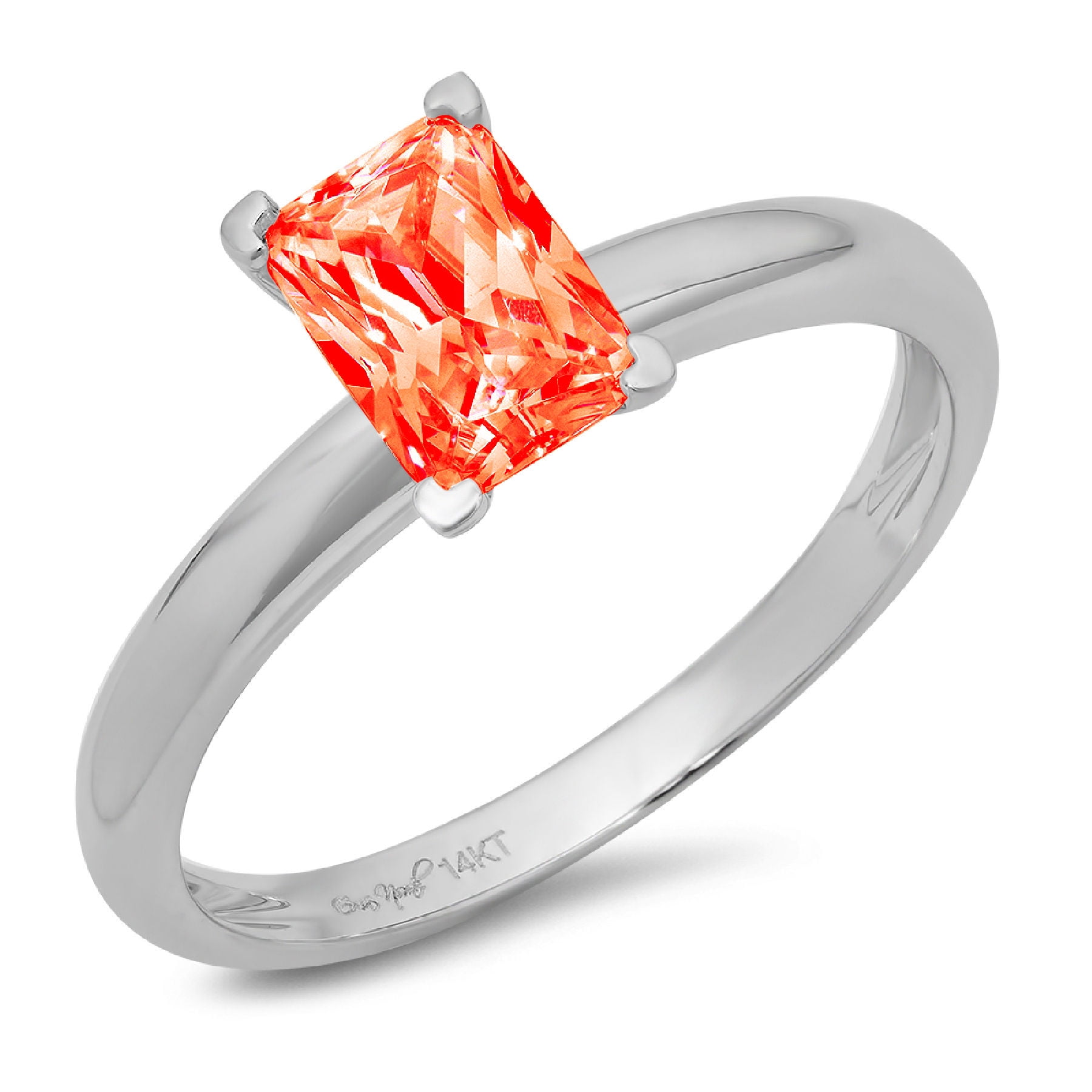 Details about   1 Ct Princess Cut Pink July Birthstone Three Stones Ring 14K White Gold Plated 