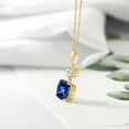 thumbnail image 4 of Gem Stone King 18K Yellow Gold Plated Silver Blue Created Sapphire and White Created Sapphire Pendant Necklace for Women (6.32 Cttw, Gemstone September Birthstone, Cushion 10MM, Round 6MM), 4 of 4