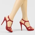 thumbnail image 2 of BLISSFUL STEP Women's T Strap Slingback Platform Heeled Sandals, 2 of 7