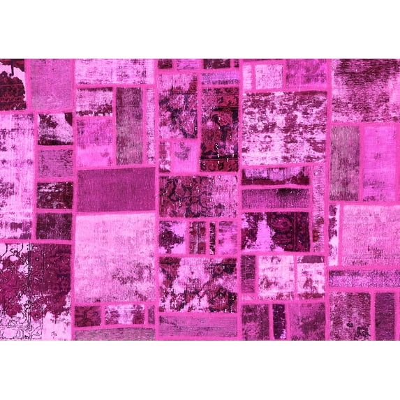 Ahgly Company Indoor Rectangle Patchwork Pink Transitional Area Rugs, 5' x 7'