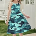 thumbnail image 4 of FamilyThread Girls Casual Camouflage Sleeveless Dresses Spaghetti Strap Summer Swing Twirly Sundress A-Line Dress For 4-14Y, 4 of 7