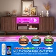thumbnail image 3 of Dextrus LED TV Stand for TVs up to 65 inch, Farmhouse TV Entertainment Center Cabinet for Living Room, Walnut, 3 of 9