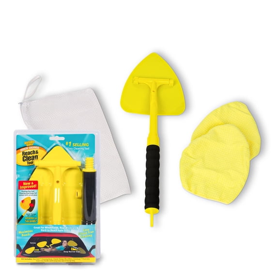 Invisible Glass 95160 Reach & Clean Glass Windshield Cleaner Kit With Extendable Handle, (2) Reusable Quick Change Microfibers, and Storage Bag for Auto Windshield, Trucks, SUVs, RVs, and Windows C40