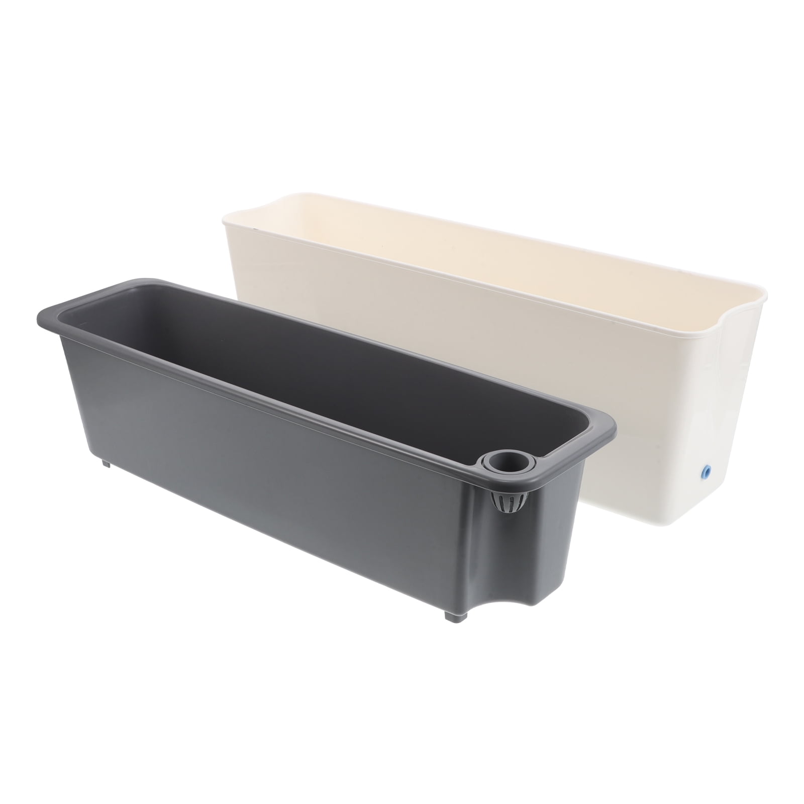 FOLOYORI Long Grey Plastic Planter Box with Water Reservoir for Efficient Vegetable Gardening