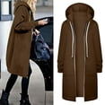 thumbnail image 1 of MKLEKYY Womens Coats and Jackets Women Casual Long Hooded Drawstring Solid Zip Jacket Pockets Jacket Zipper Coat, 1 of 5