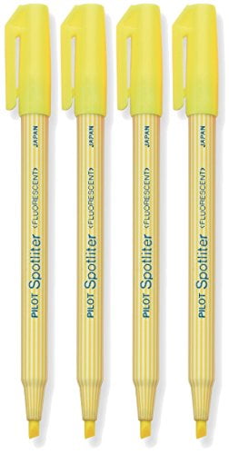 Pilot Spotliter Fluorescent Highlighters, Chisel Tip, Yellow 4-PACK(45011)